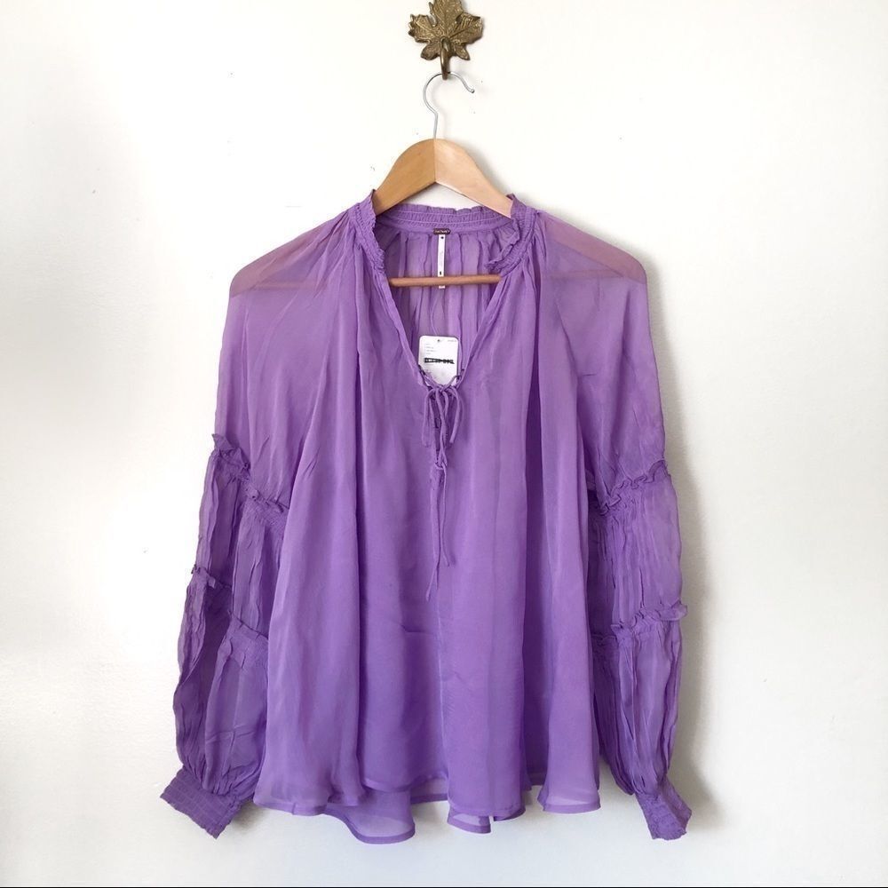 Free People Lavender Peasant blouse NWT
